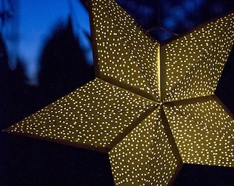 Linterna de estrella de papel 3D con puntos diminutos - ARCHIVO DE CORTE SVG Pdf ocasión especial, luminaria, iluminación, diseño, patrón, plantilla, decoración, parte