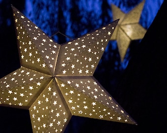Paper Star Lantern w Tiny Stars - SVG CUTTING FILE Pdf ocasión especial, luminaria, iluminación, diseño, patrón, plantilla, decoración, parte
