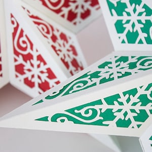 Lanterna stella di carta 3D con fiocchi di neve - File di taglio SVG PDF ZIP occasione speciale, luminare, design, modello, modello, decorazione, festa