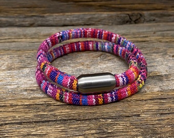 Double Wrap Boho Cord Bracelet with Magnetic Clasp