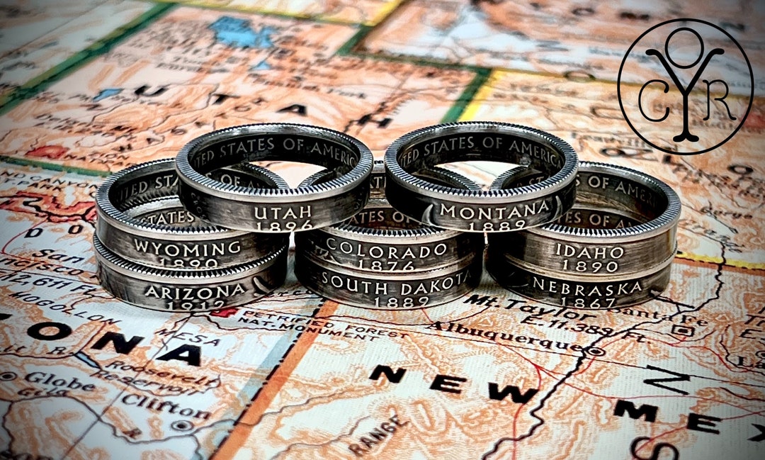 State Coin Rings US Silver Proof State and Territory Quarter Coin Rings - Etsy
