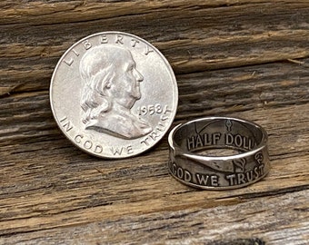 1962 Ben Franklin Half Dollar Coin ring  size 8 US