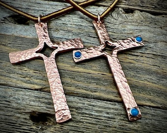 Solid Copper Split Cross Pendant