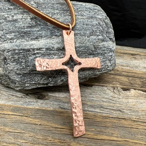 Solid Copper Split Cross Pendant