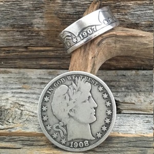 Handcrafted Barber Half Dollar Coin Ring