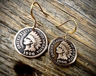 US Indian Head One Cent  Earrings