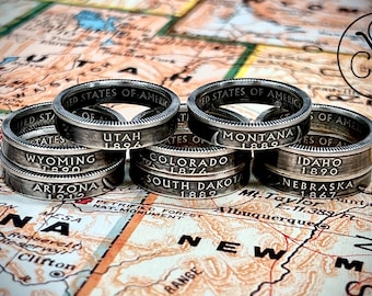 Special Sale - Size 9 US State Silver Coin Ring