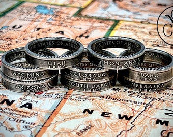 Special Sale - Size 9 US State Silver Coin Ring