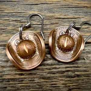 Wheat Penny Cowgirl Hat Earrings
