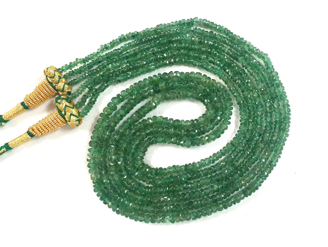 Beaded Emerald Faceted Roundel Beads Genuine Certified Etsy