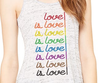 Love Is Love Is Love Is... LGBTQ Rights Ladies Flowy Racerback Tank