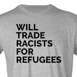 Échangera des racistes pour les réfugiés - vintage Style Hipster Unisex Tee