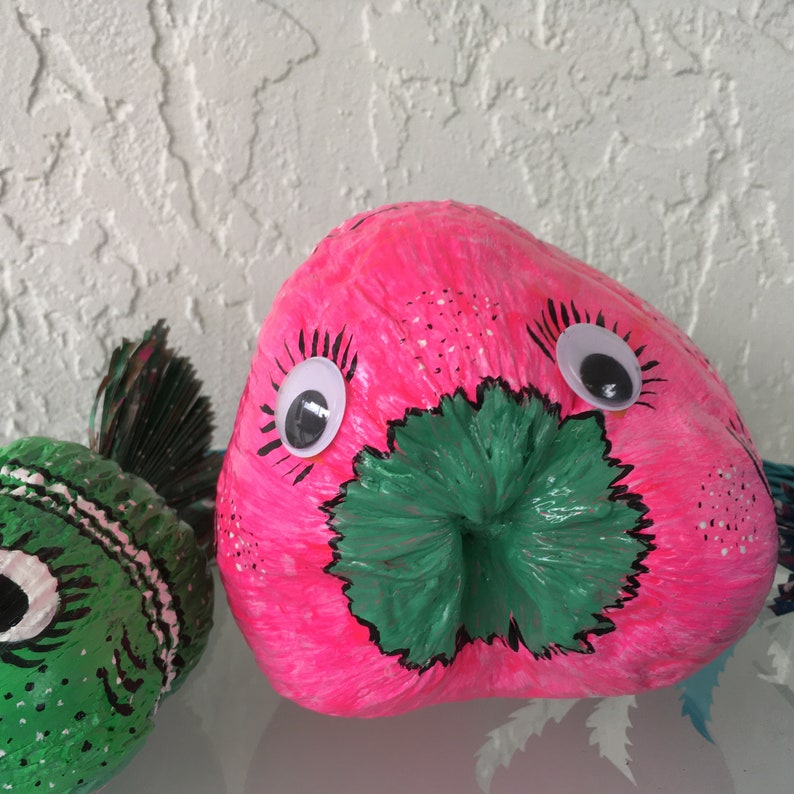 Tropical Handpainted Coconut Fish Set of Three FREE Etsy