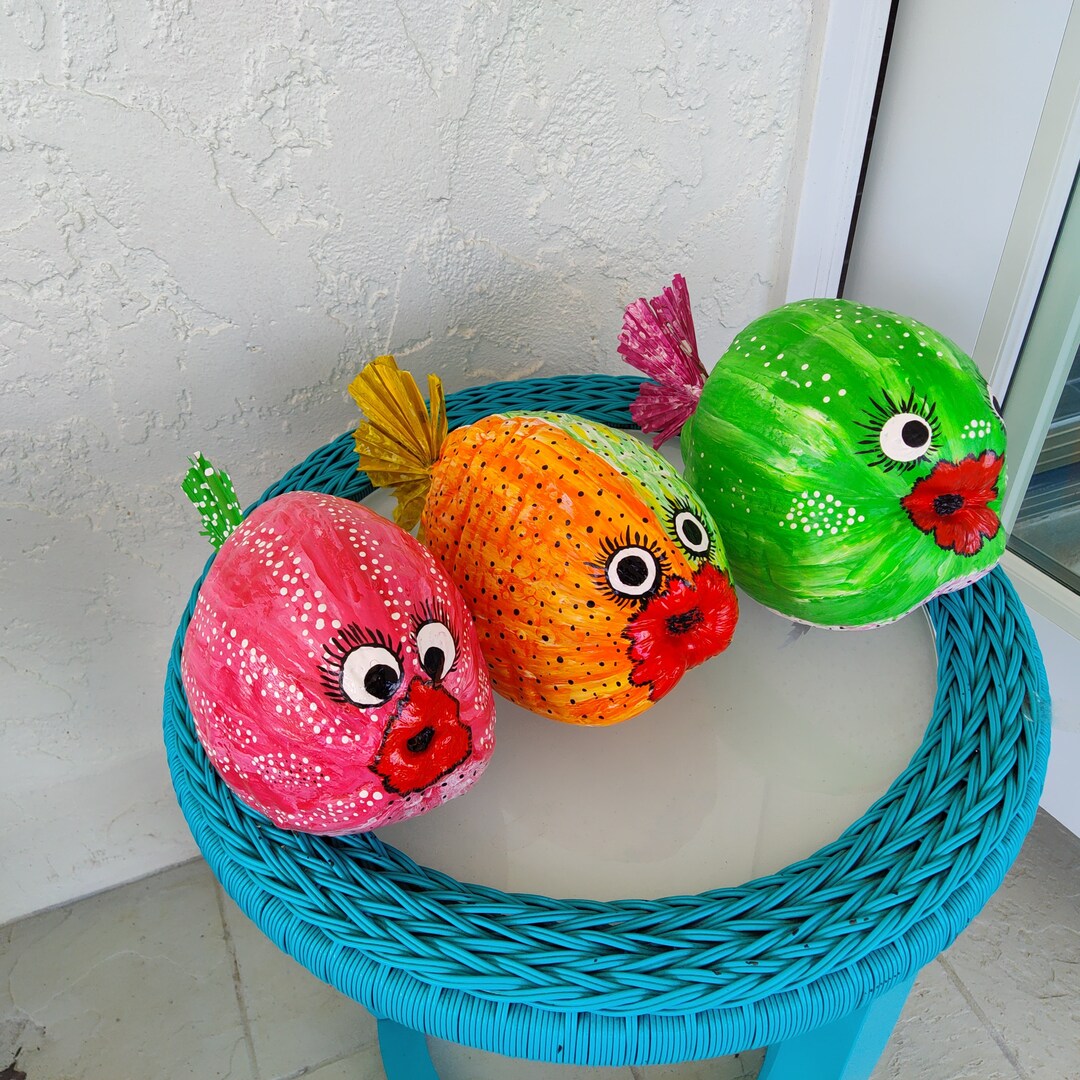 Large Tropical Handpainted Coconut Fish Set of Three FREE Etsy
