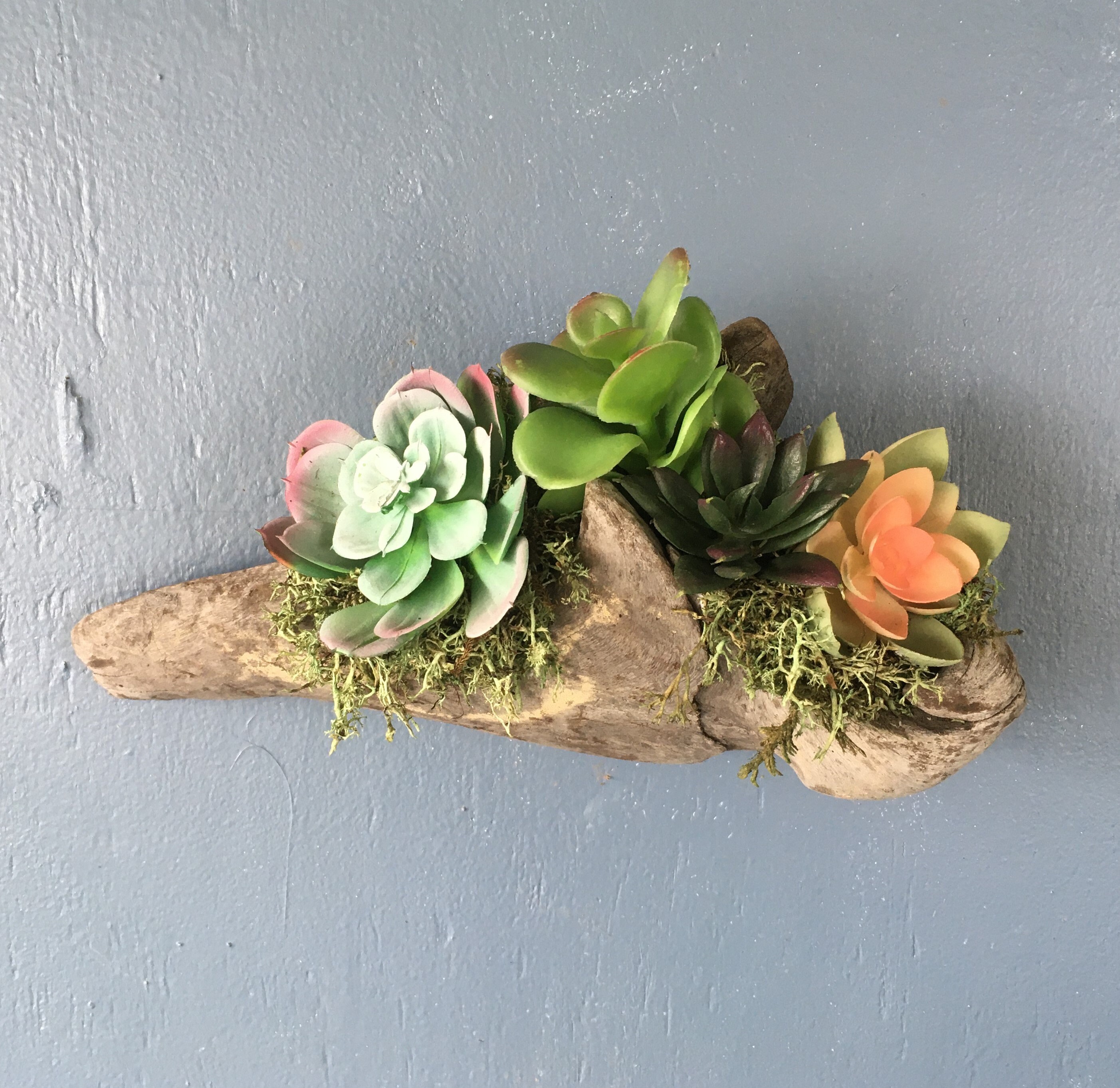 Jardín de pared artificial suculento decoración de madera a | Etsy