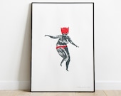 Sérigraphie d’un personnage en slip