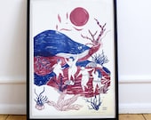 Risographie de femmes qui dansent