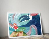 Illustration du loup et du chaperon rouge