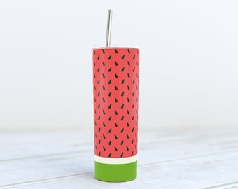 Watermelon 20oz Skinny Tumbler Sublimation Design, Summer 4th of July Watermelon Tumbler PNG Instant Download / Small Business Use