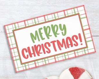 Printable Merry Christmas Cookie Bag Toppers, Christmas Party Favor Bags, Holiday Treat and Candy Bag Toppers Instant Download