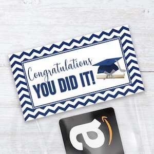 Graduation druckbare Tasche Topper, Navy blau grau Abitur College Graduierung offene Häuser Geschenkkarte Tasche Topper Instant Download