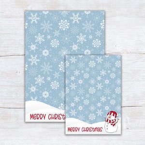 Printable Snowman Merry Christmas Mini Cookie Cards, Snowman 3.5x5&quot; and 5x7&quot; Printable Card, Christmas Cookie Packaging