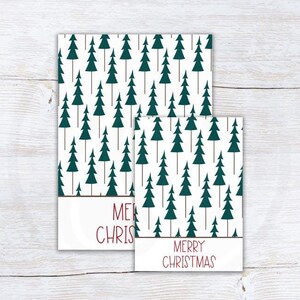 Christmas Tree Printable Mini Cookie Card, Merry Christmas Minimalist 3.5x5 and 5x7 Cards, Holiday Cookie Packaging, Download