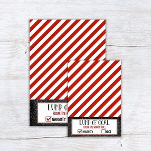 Printable Christmas Cookie Cards, Lump of Coal Naughty Cookie Card Backers, Christmas Note Cards or Wish List, Instant Download - 2 Sizes