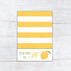Utskrivbart "You're Simply the Zest"-kort med citronkaka – Lärarkaka – Presentetikett med citron – Sommarfestgåva – Nedladdning direkt
