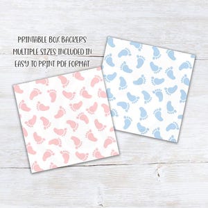 Supports de boîte à biscuits pour baby shower roses et bleus - Inserts de boîte à friandises imprimables en plusieurs tailles - Révélation du sexe ou décoration de fête d'anniversaire PDF