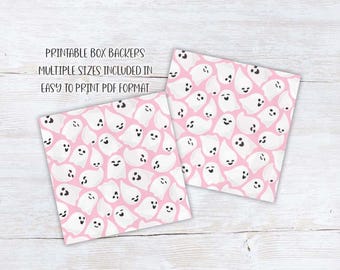 Pink Ghost Boo Basket Printable, Halloween Cookie Backers, Gift Tags & Treat Box Inserts