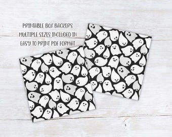 Black White Ghost Cookie Backers, Halloween Boo Basket Printable, Gift Box Inserts and Treat Tags