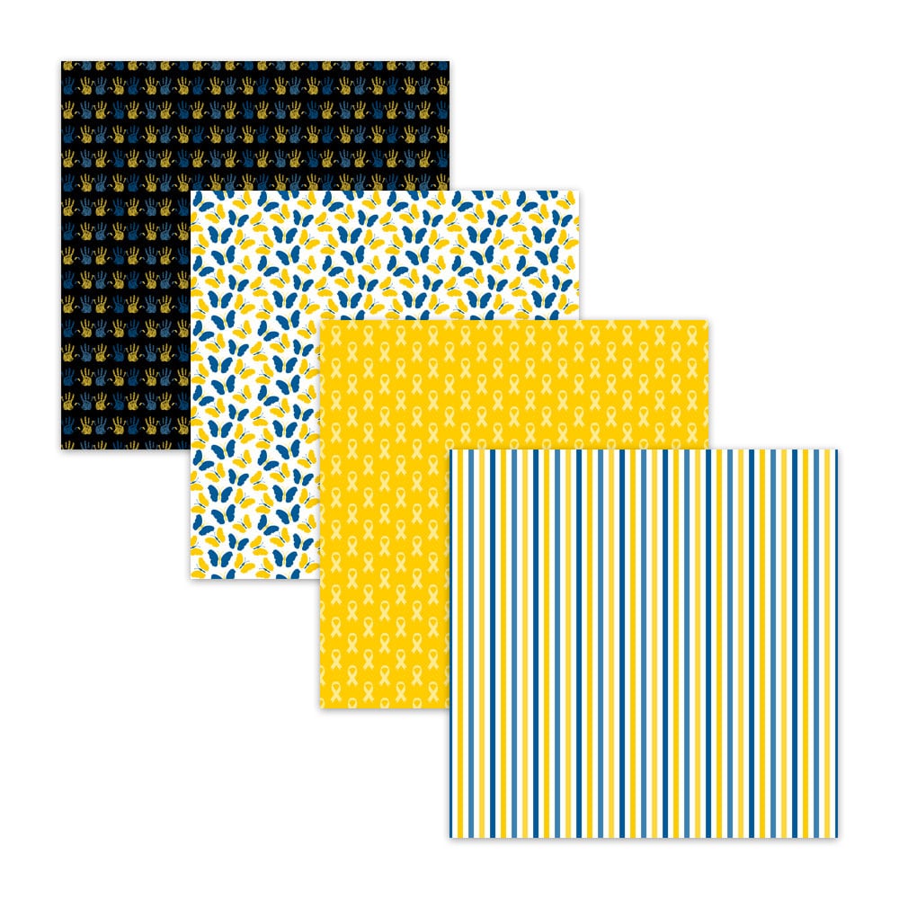 Down Syndrome Awareness Digital Paper Pack, Blue Yellow Hope Ribbon ...