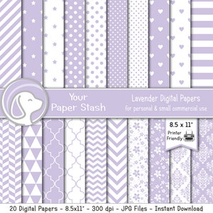 Confezione di carta digitale lavanda per scrapbooking primaverile e pasquale, carte digitali pastello, sfondi per baby shower, motivi floreali, stampabili