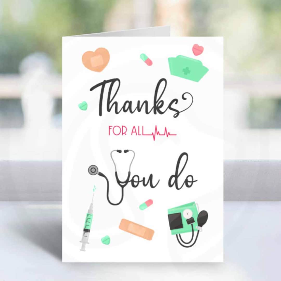 Printable Healthcare Thank You Card, Thanks for All You Do Digital Card for  Nurses Doctors Staff, Medical Appreciation Instant Download - Etsy, image size:1080x1080