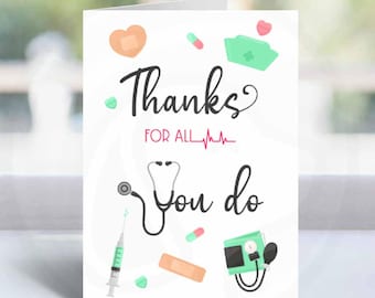 Druckbare Apotheke Danke Karte, Danke für alles, was Sie tun, digitale Karte für Krankenschwestern Ärzte Personal, medizinische sofortiger Download
