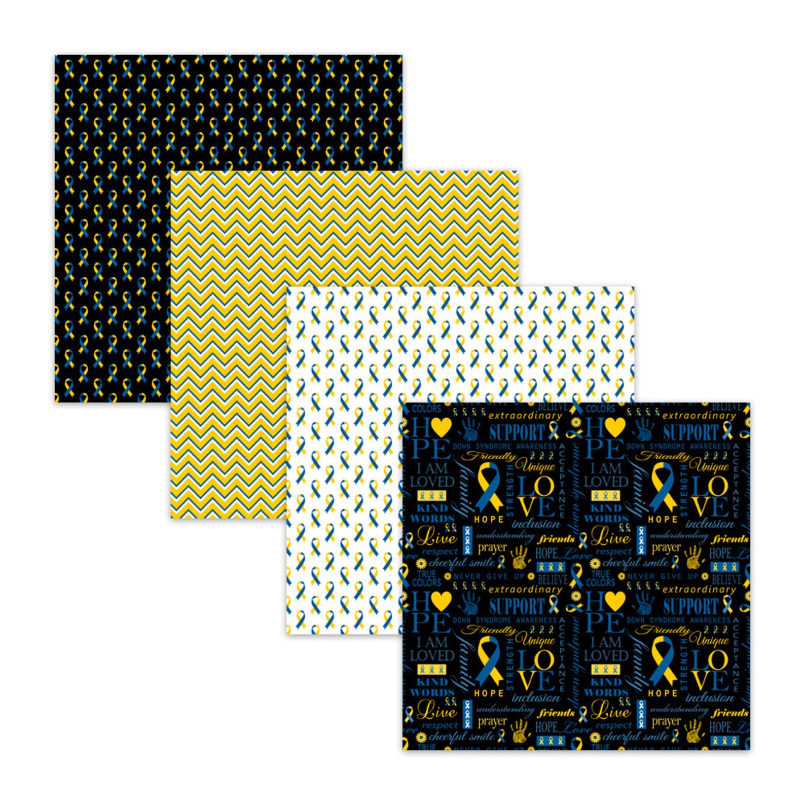 Down Syndrome Awareness Digital Paper Pack Blue Yellow Hope - Etsy