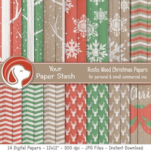 Rustic Christmas Wood Digital Papers, Farmhouse Christmas Digital Backgrounds, Snow Digital Papers, Commercial Use Instant Download