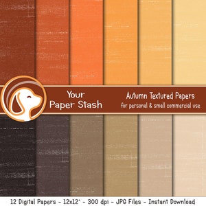 Textured Autumn Digital Scrapbook Paper Pack, Thanksgiving Fall Halloween Scrapbooking Backgrounds, Digital Paper Download Commercial Use