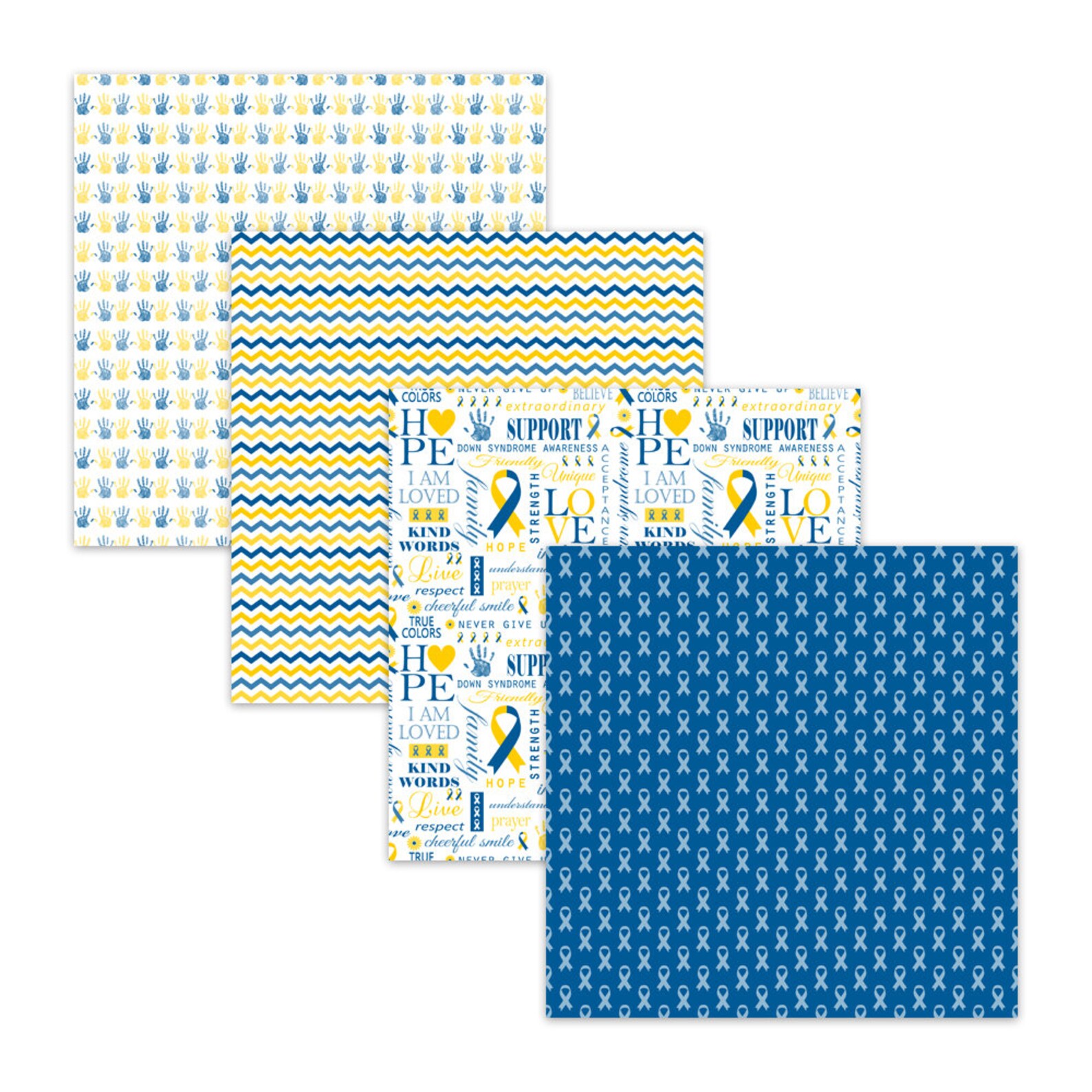 Down Syndrome Awareness Digital Paper Pack Blue Yellow Hope - Etsy