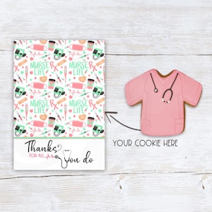 Krankenschwester Cookie Card Backer | Mini Geschenk-Grußkarte | Krankenschwester Wertschätzung Leckerli Anhänger | Schul Krankenschwester Grußkarten | Sofort Download
