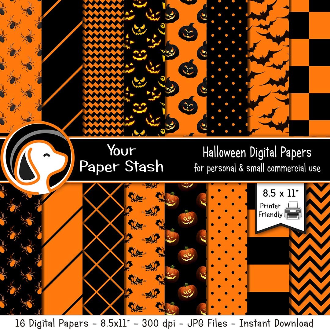 24-Sheet Halloween Scrapbook Paper - Double-Sided 12x12 Inch Pumpkin Bat Witch Patterns