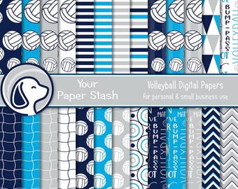 Volleyball Digital Paper Pack 12x12 – Volleyball Scrapbook Paper – Sports Team Backgrounds for Crafts & School Spirit