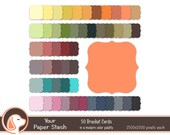 Bracket Card Clipart, Photo Card Images for Digital Scrapbooking, Printable Place Cards & Name Cards, Warm Neutral Colors for Autumn
