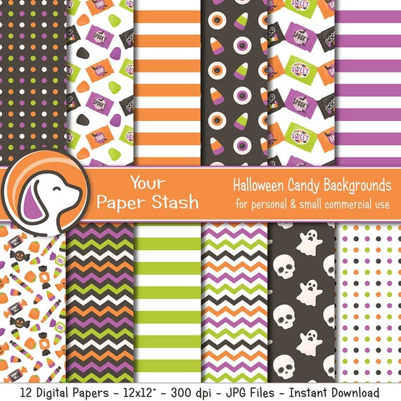 Halloween Candy Backgrounds Halloween Digital Scrapbook Etsy
