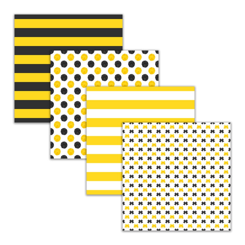 Yellow Cheer Pattern Cheerleader Digital Paper, Seamless Black and Yellow Cheer Scrapbook ...