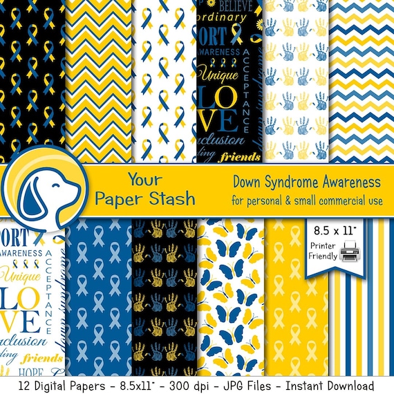 Printable Down Syndrome Awareness Digital Paper Pack | Etsy