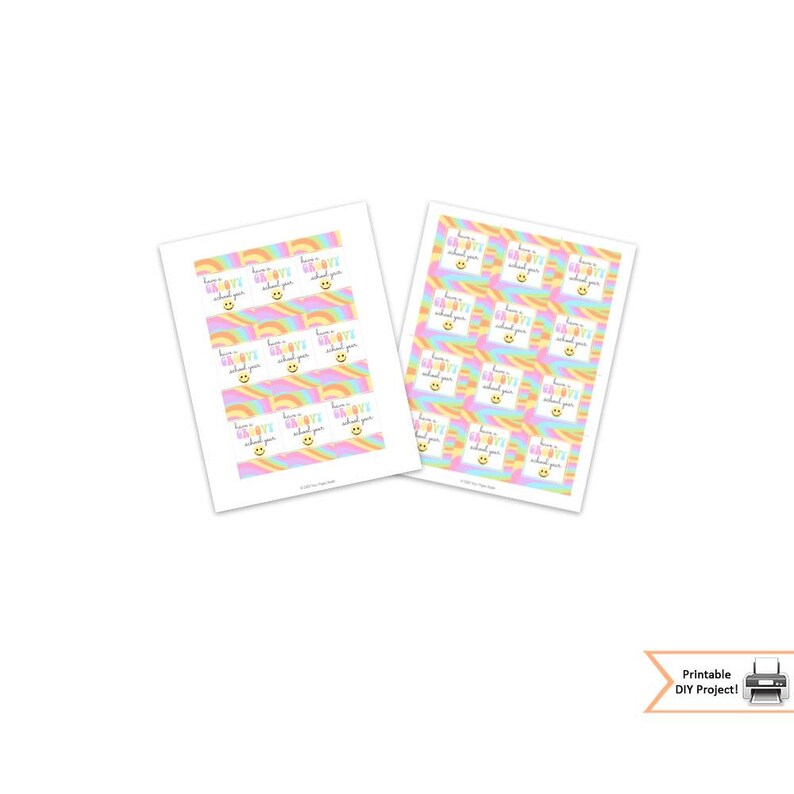 Groovy Back to School Printable Gift Tags | Retro Rainbow Student Favor ...