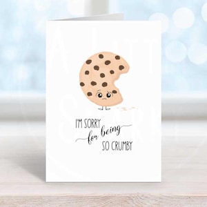 Es tut mir leid, Entschuldigung Karte, niedlich, es tut mir leid, so Crumby Cookie Karte, Essen Wortspiel Entschuldigung Karte für ihn oder sie Sofort Download