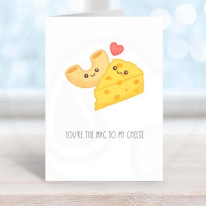 Jesteś Mac To My Cheese Wydrukuj Karnet z gra słów o jedzeniu dla Niego lub dla Niej, Zabawny karnet z grą słów o jedzeniu Karta walentynkowa Wydrukuj Cyfrowe pobieranie